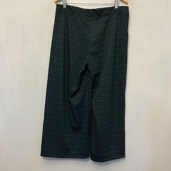 Max Studio pine green diamond pattern wide leg pull on pants Size XL New - Picture 5 of 10